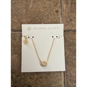 Kendra Scott Gold Chelsea pink Rose Quartz pavé cubic zirconia Pendant Necklace
